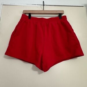 Women's Red Athletic Shorts with Pockets size L/XL